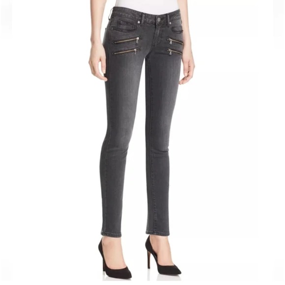 PAIGE edgemont ultra skinny denim  size 23 in black fog mid rise NWT stretch - Picture 1 of 14